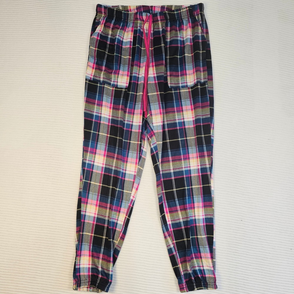 Joyspun Womens‎ Plaid Pajama Jogger Pants Pink Blue Yellow Black Small 4-6